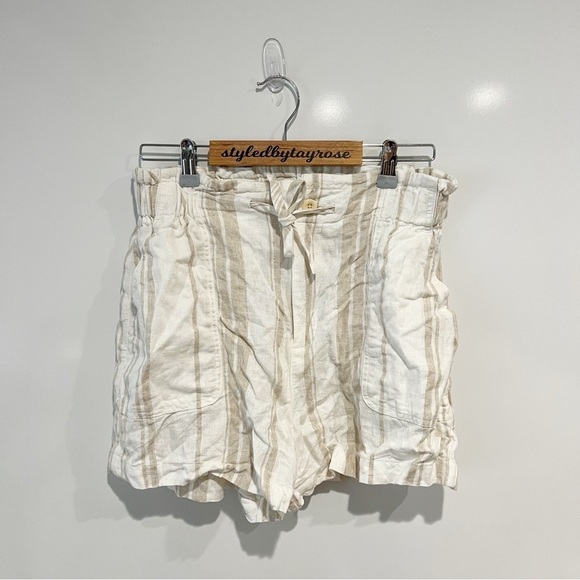 Madewell Linen-Blend Pull-On Paperbag Shorts: Undyed Stripe Edition - Picture 4 of 11